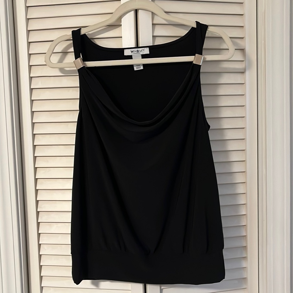NWOT-WHBM Black Sleeveless Blouse Size Small